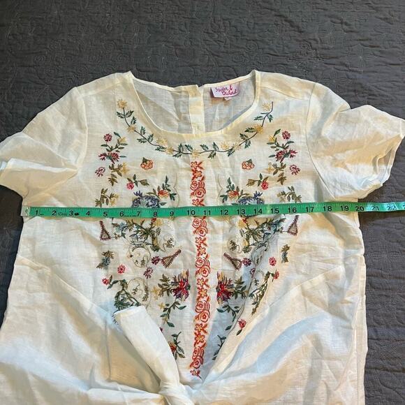 Hester & orchard embroidered tie front blouse women’s size small - Picture 6 of 9